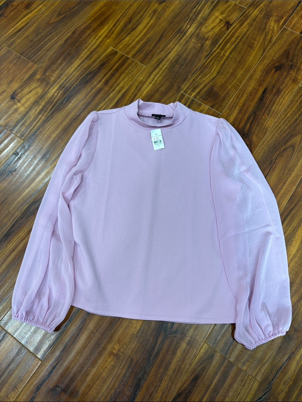 Ann Taylor Light Pink Sheer Long Sleeve Blouse